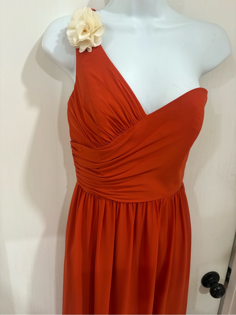 One-Shoulder Rust Orange Evening summer/fall elegant Dress - Picture 2 of 9